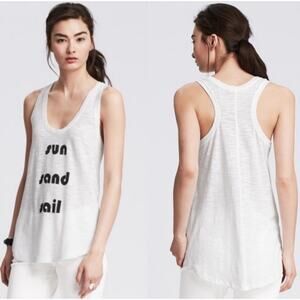 Banana Republic Womens Sun Sand Sail White Cotton Racerback Tank Top Large NEW